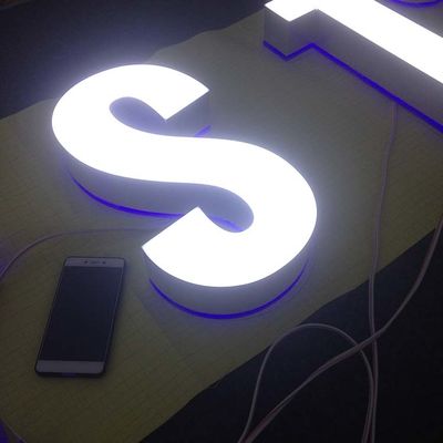 벽은 판매점을 위한 3-5mm 아크릴 상점 정면의 간판 앞 밝혀지는 채널 레터를 탑재합니다