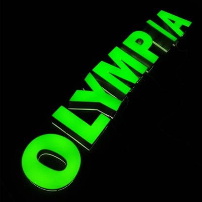 OEM ODM 스테인레스 강 로고 신호 은은 야외인 8번 센티미터 복귀를 녹색으로 만듭니다